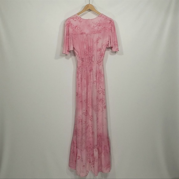 Abel the Label  Anthropologie  Pink Floral Hi Low Maxi Dress  Sz XS - Picture 2 of 4